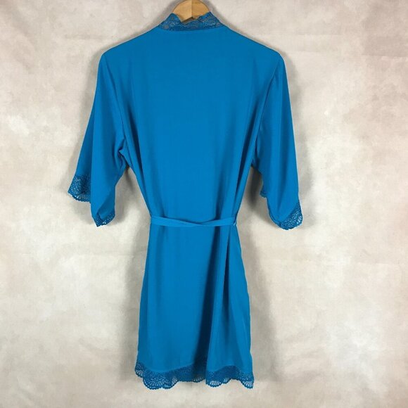 INC Blue Lace Trim Wrap Bath Robe NWOT Size SMALL - Picture 4 of 7